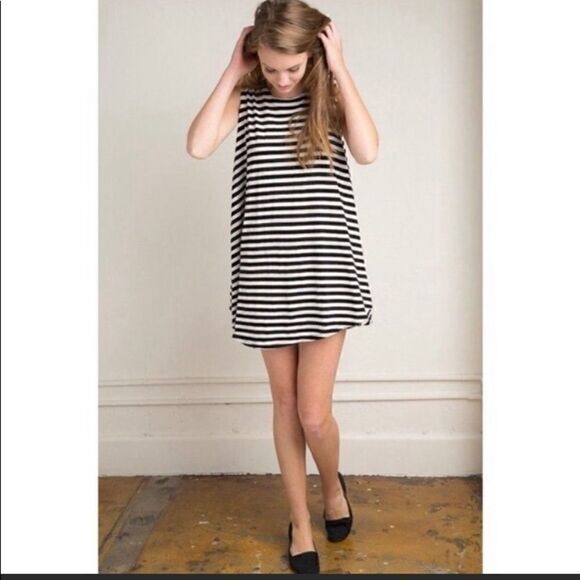 Brandy Melville White Black Striped Alena Dress - Picture 1 of 8